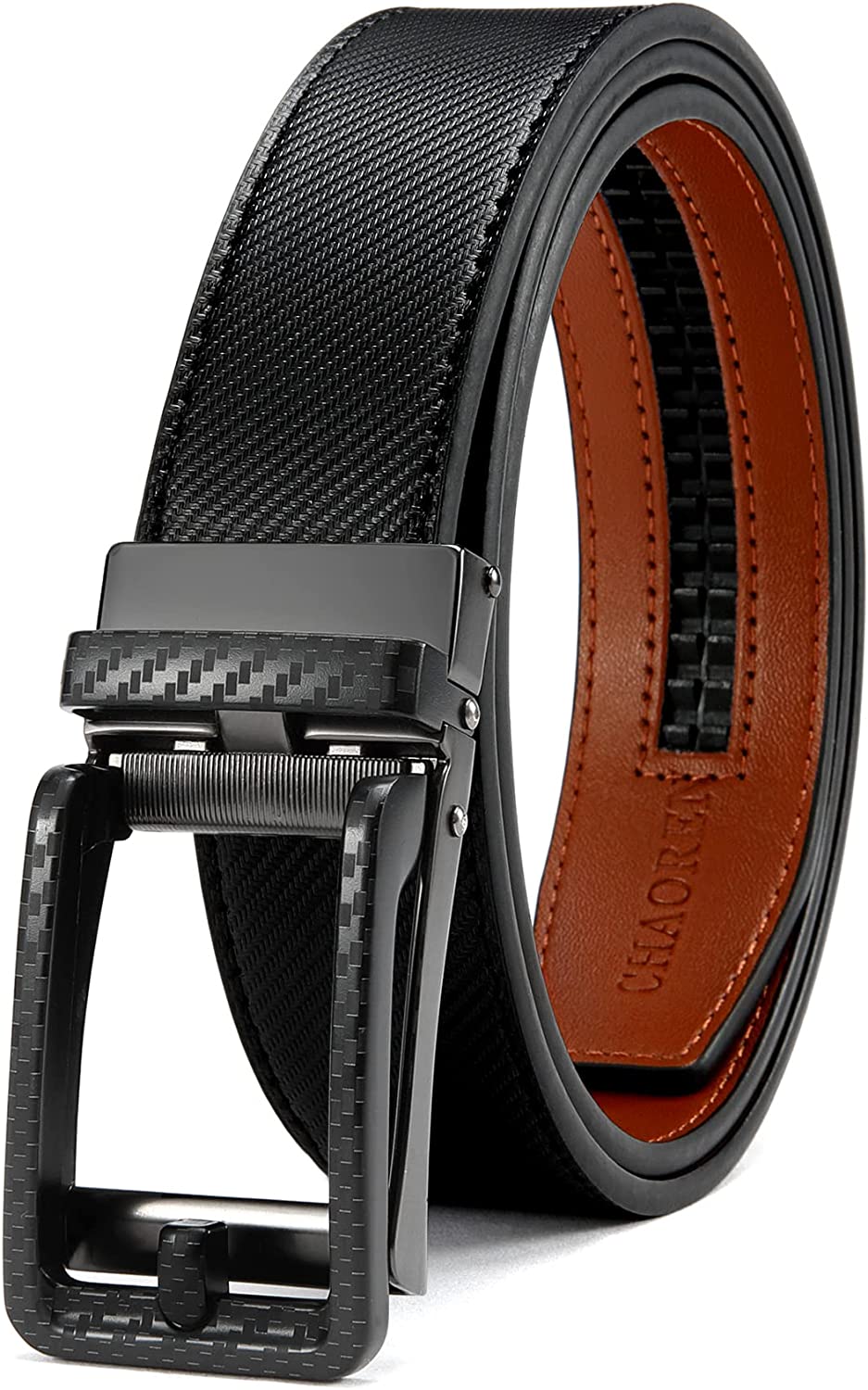 CHAOREN Click Belt for men - Mens Leather Belt 1 3/8" for Dress and Casual - Micro Adjustable Belt Fit Everywhere - Image 3
